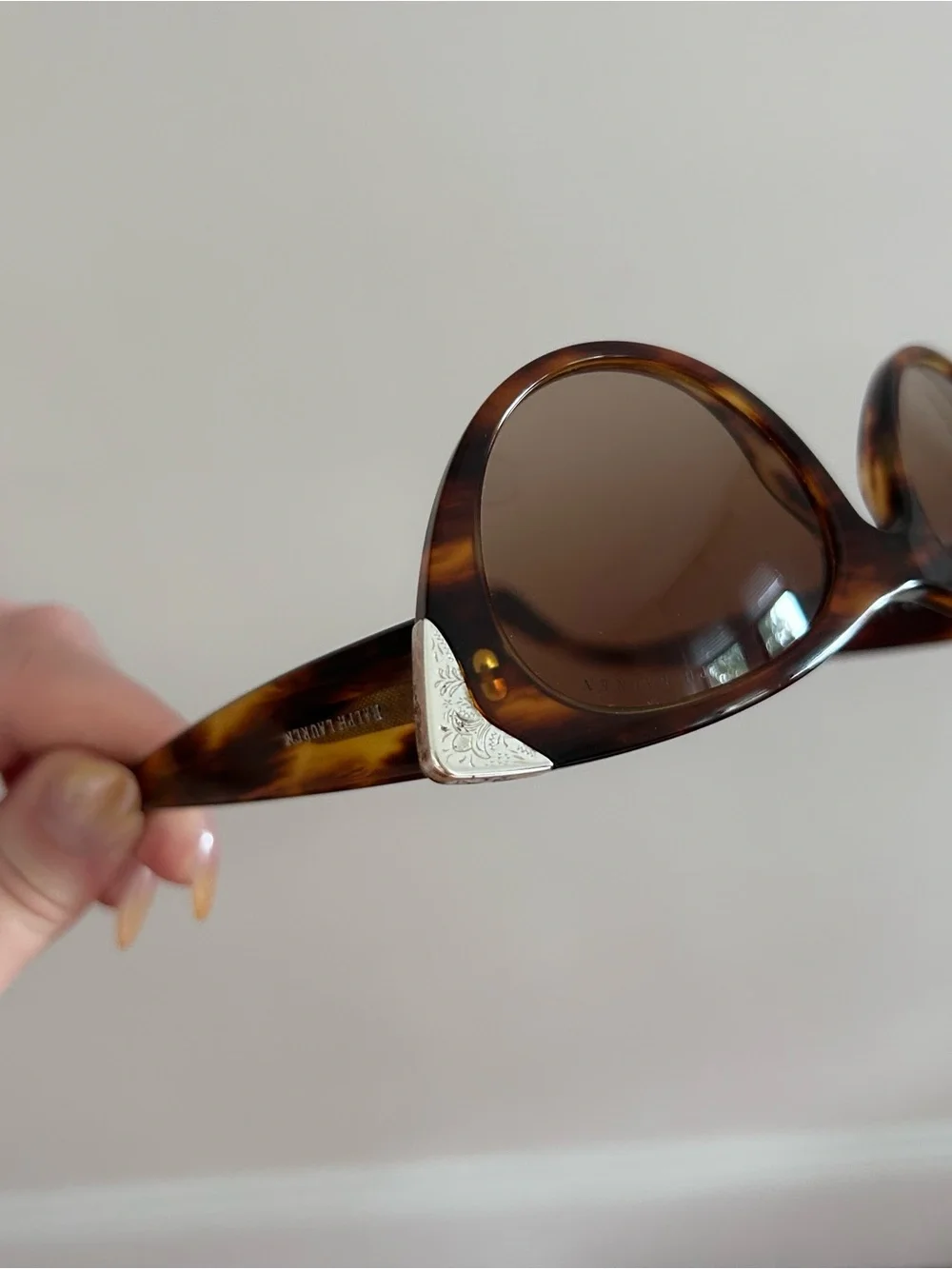 Tortoiseshell Cat-Eye Sunglasses with Silver Accents - Vintage Ralph Lauren